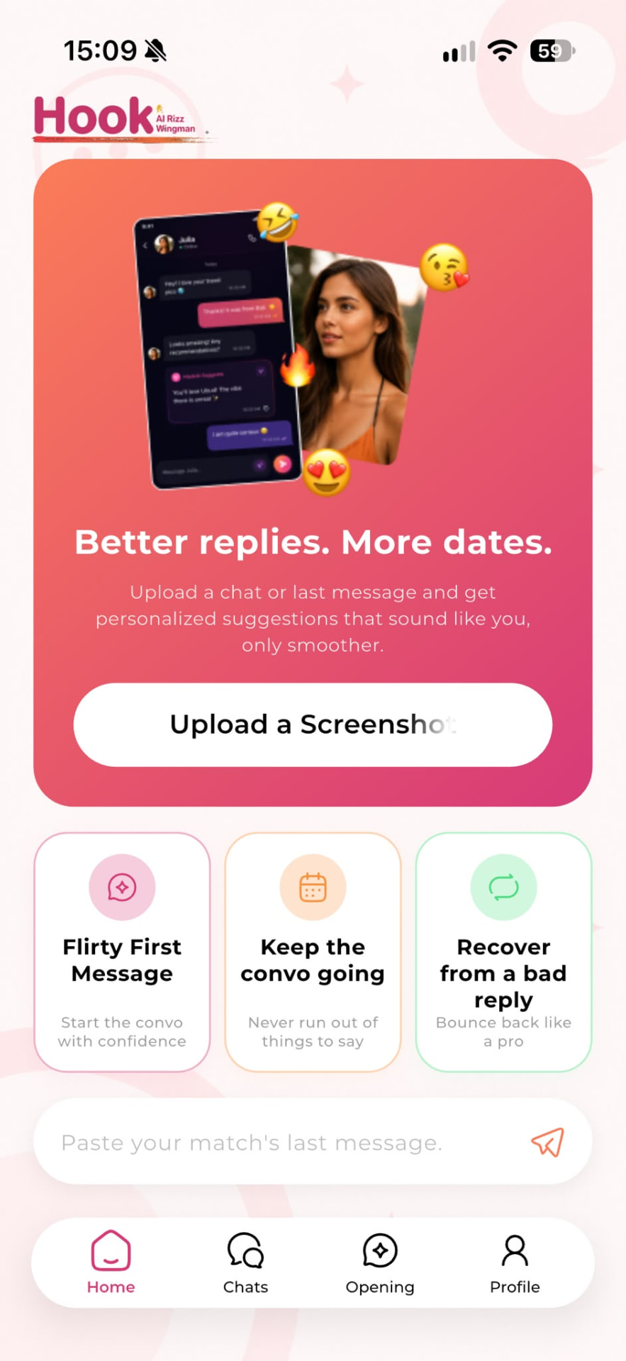 Hook - Ai Rizz Wingman home screen